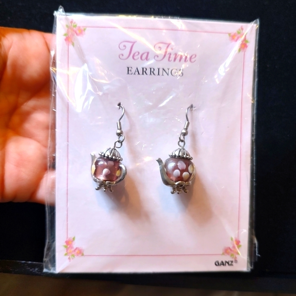 💥 3/$20 Ganz Quaint Tea Time Teapot Lantern Enamel Bead Earrings! - Picture 5 of 9